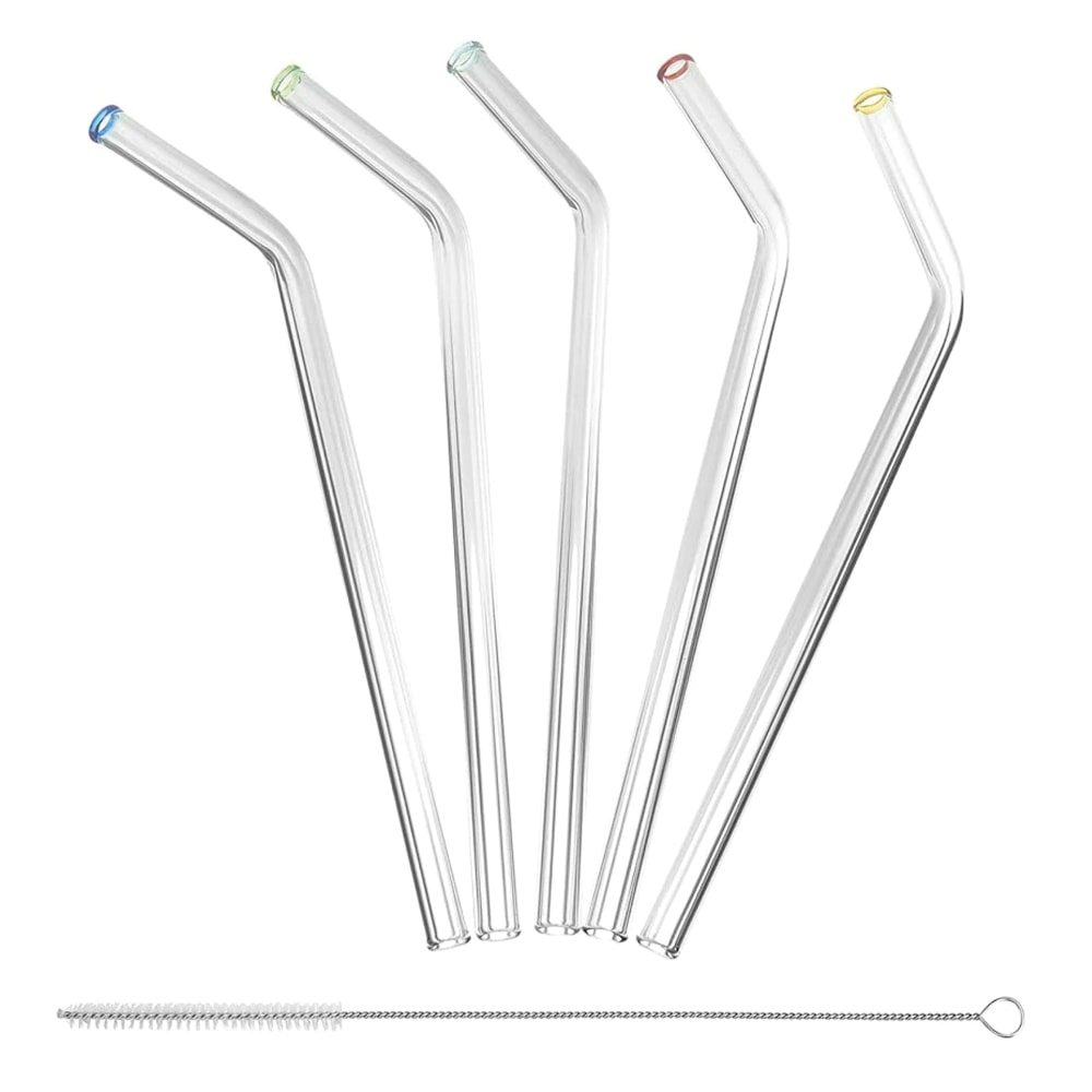 Better Houseware Glass Straws With Cleaning Brush, Extra-Wide,