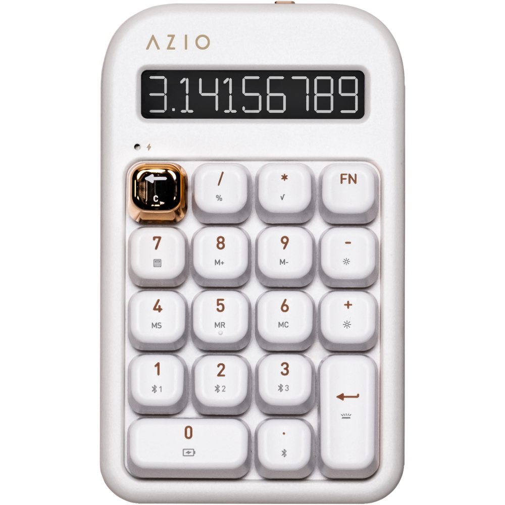AZIO IZO Number Pad/Standalone Calculator, Blue Switches, White