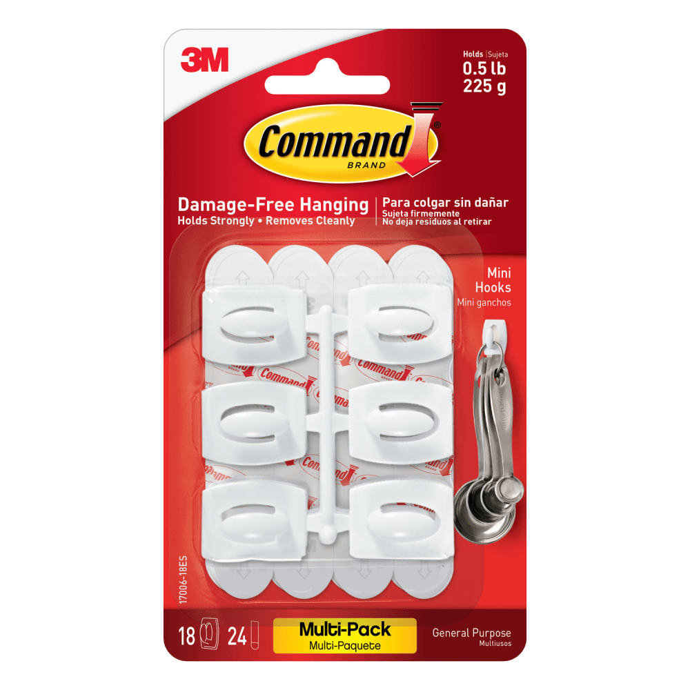 Command Mini Wall Hooks, 18 Command Hooks, 24