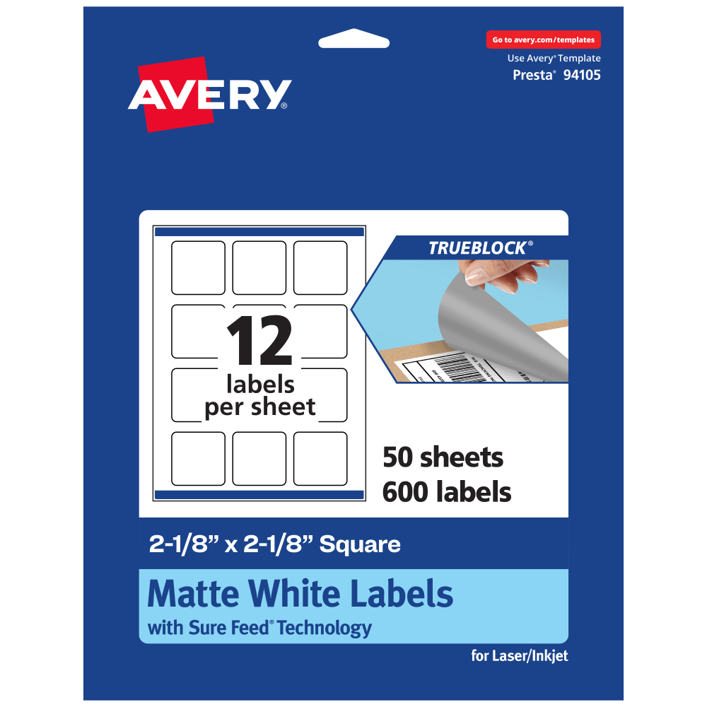 Avery® Print-To-The-Edge TrueBlock® Labels With Sure Feed®,