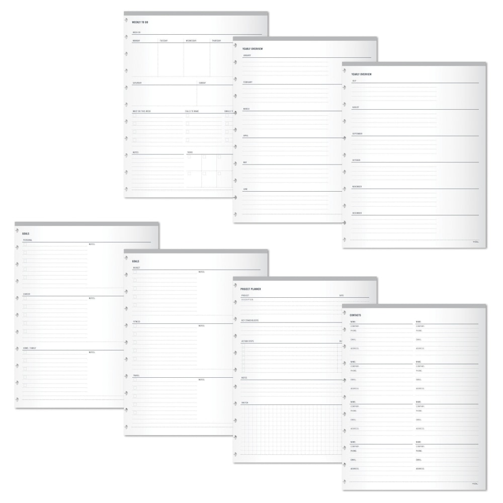TUL® Discbound Organizational Inserts, Letter Size, White, Pack