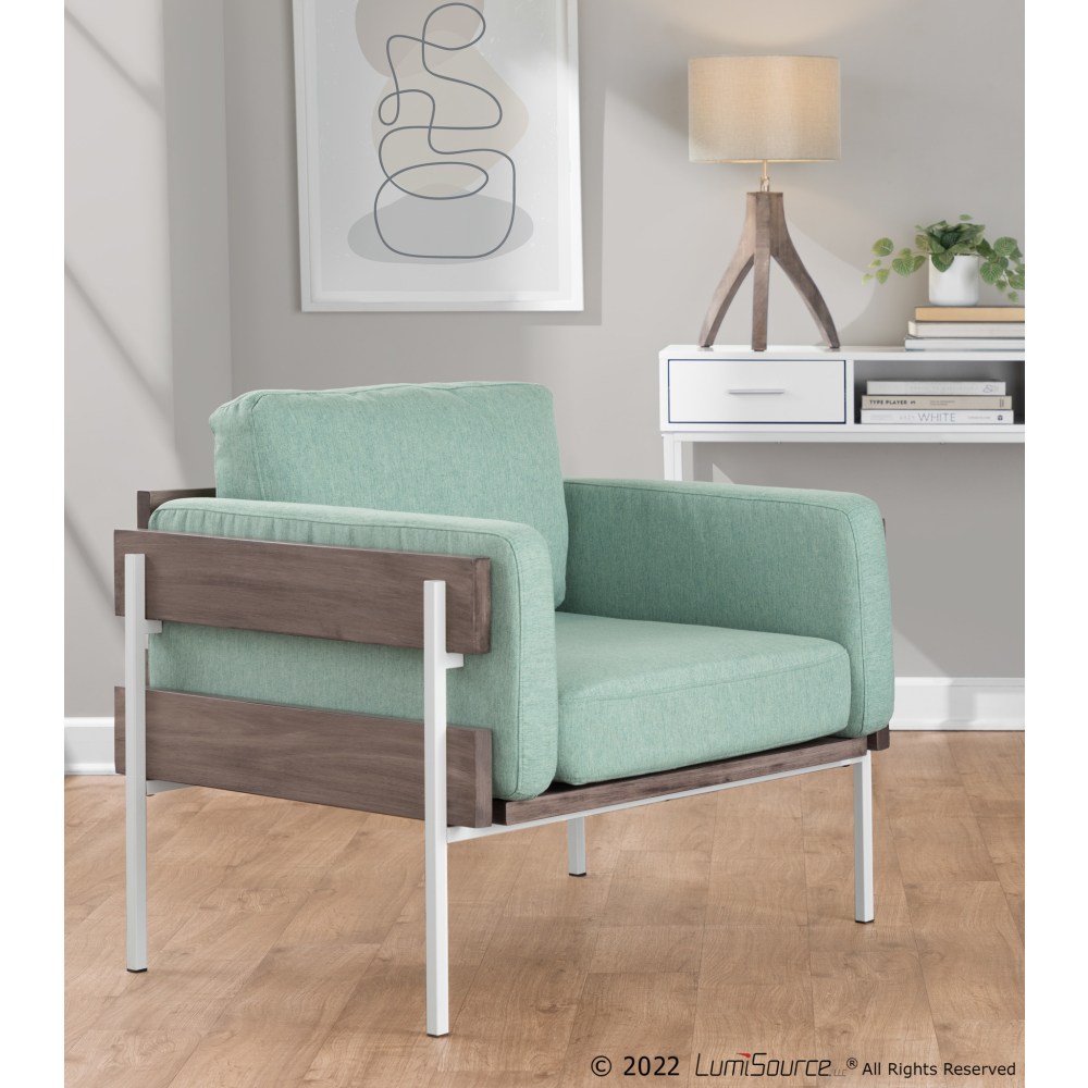 LumiSource Kari Farmhouse Fabric Accent Chair, White/Gray/Light
