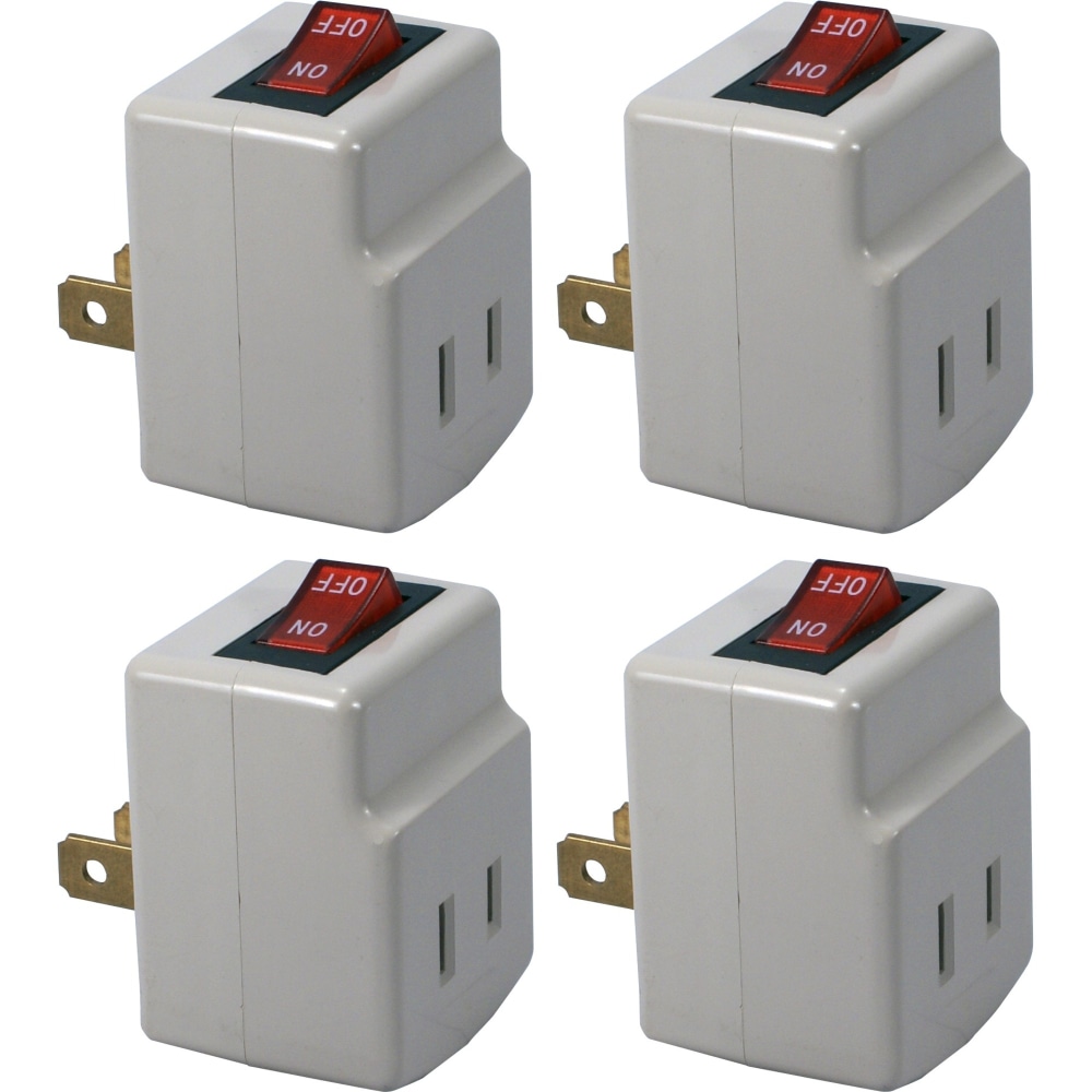 QVS 4-Pack Single-Port Power Adaptor with Lighted On/Off