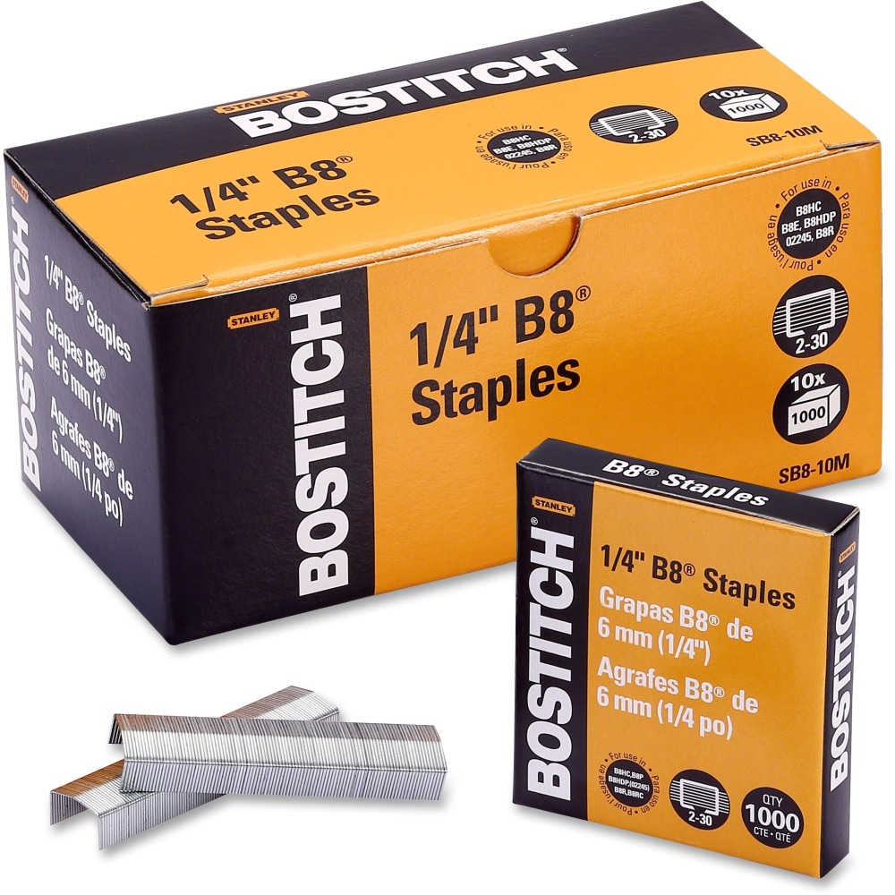 Bostitch PowerCrown Premium Staples, 210 Per Strip, 1/4"