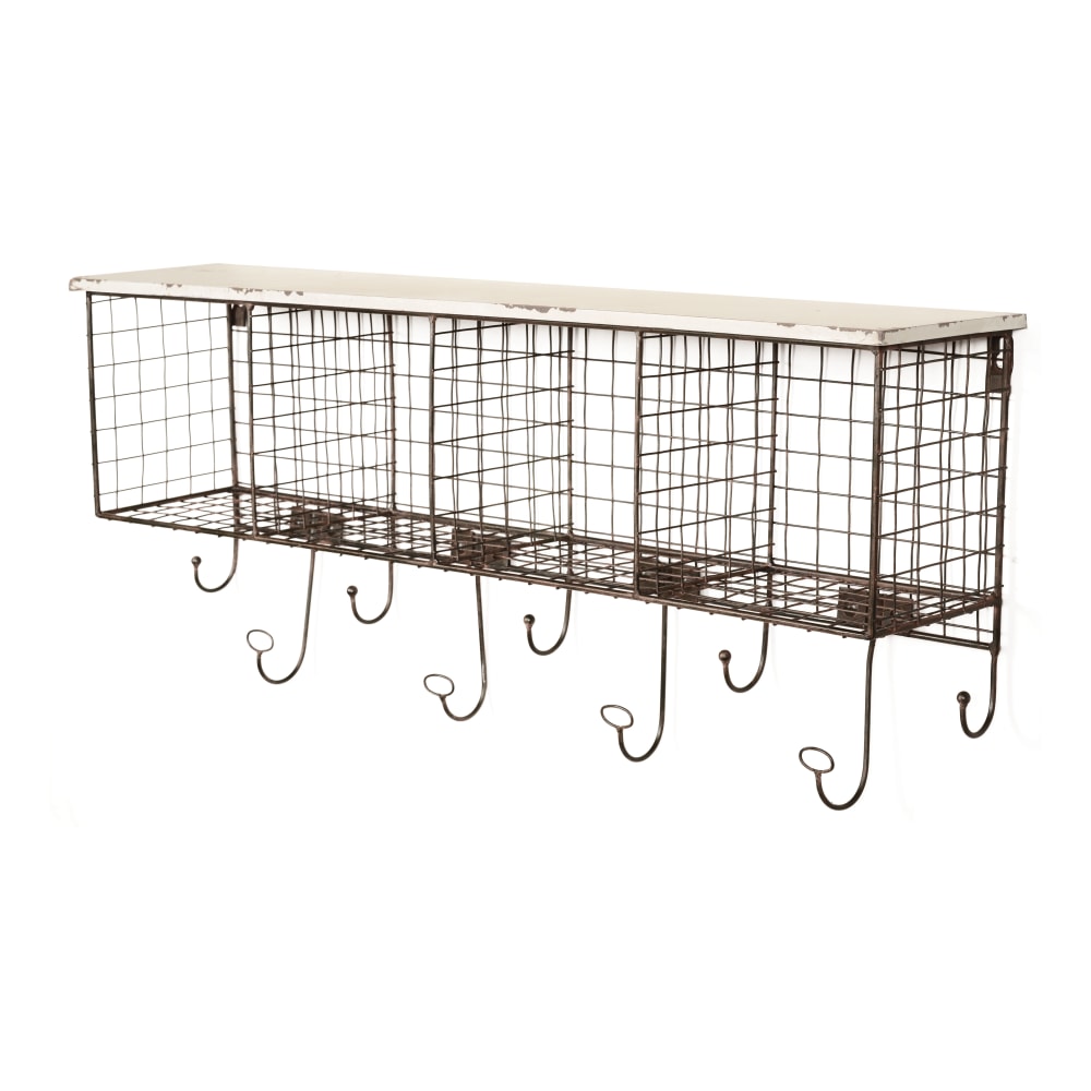 Linon Julia 4-Cubby Home Office Wall Shelf, 12-1/2"H