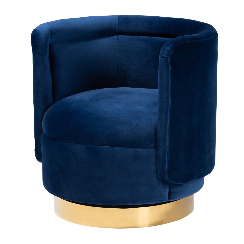 Baxton Studio Saffi Swivel Accent Chair, Royal Blue