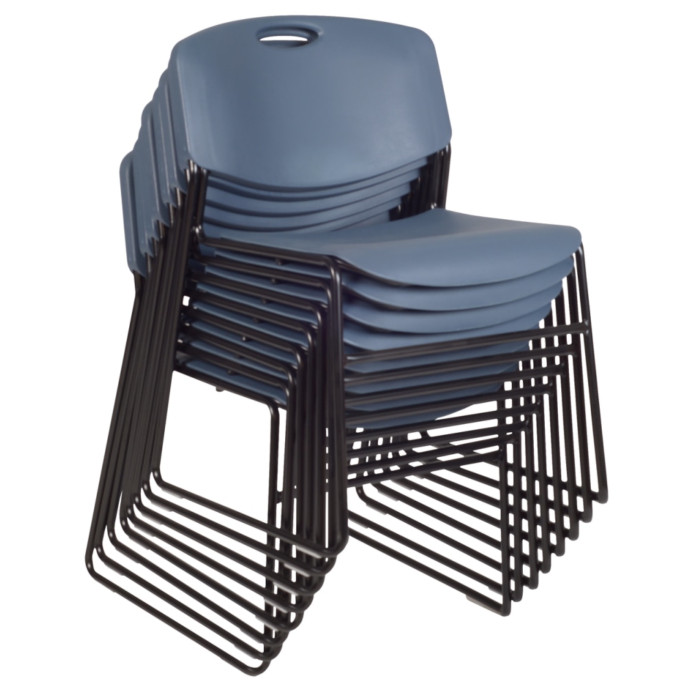 Regency Zeng Polyurethane Armless Stacking Chairs, Black/Blue,