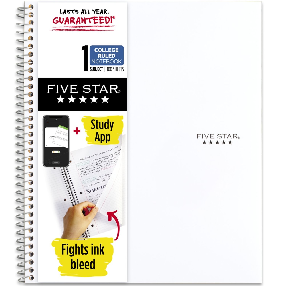 Five Star® Wirebound Notebook Plus Study App, 8-1/2"