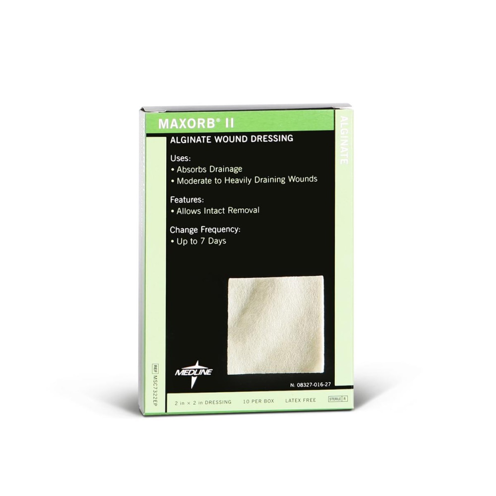 Medline Maxorb II Alginate Dressings, 2" x 2",