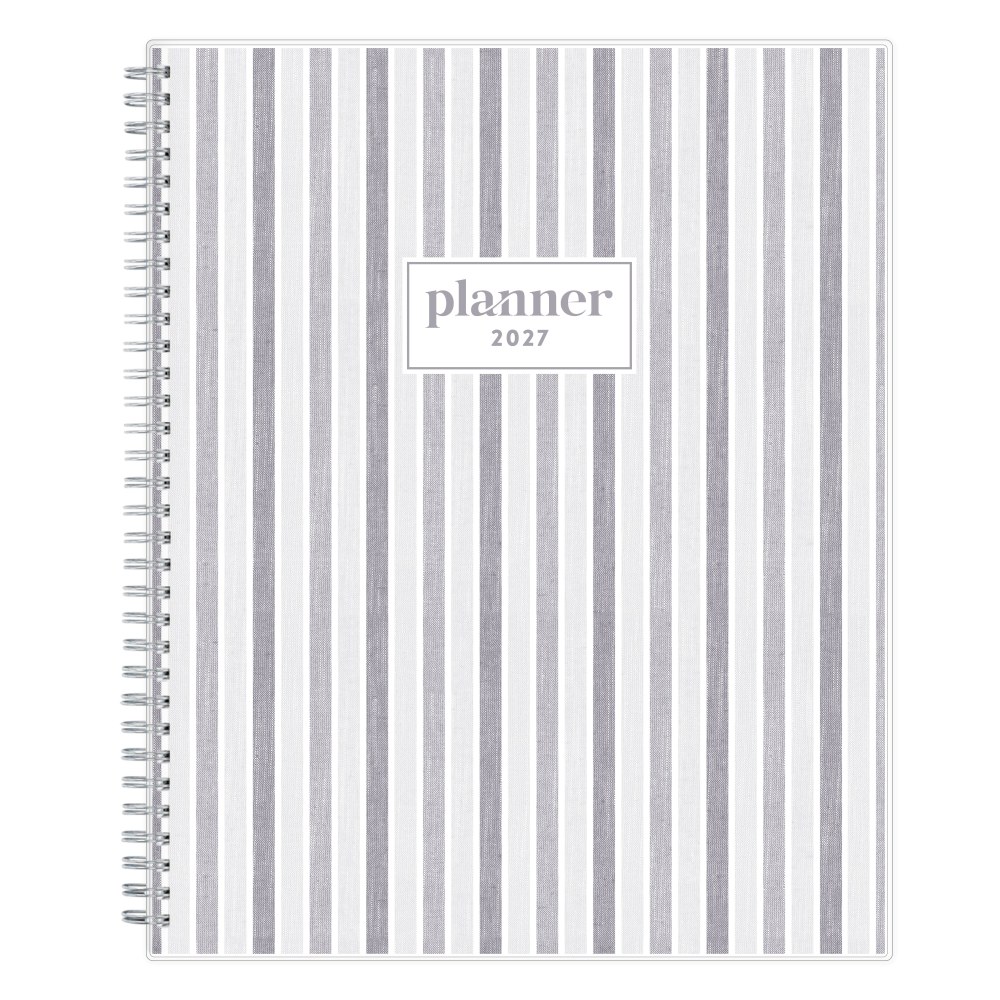 2027 Blue Sky Linen Stripe Gray Weekly/Monthly Planning