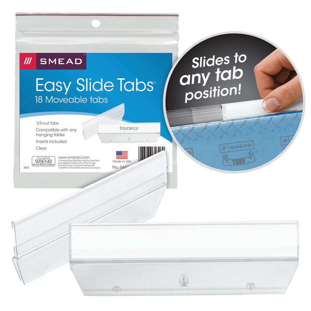 Smead® Easy Slide™ Tabs, 3 1/2" x 1/2",