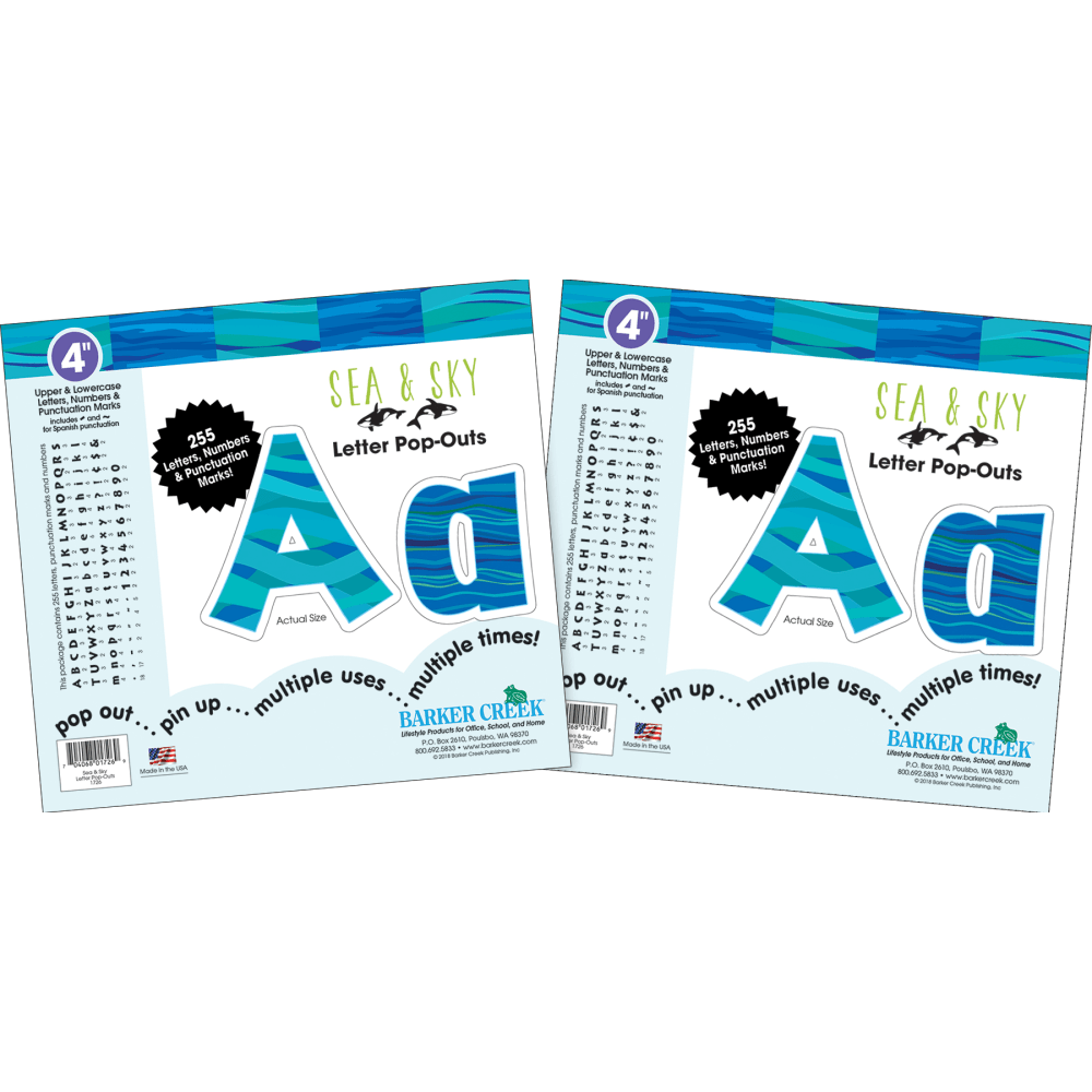 Barker Creek Letter Pop-Outs, 4", Sea & Sky,