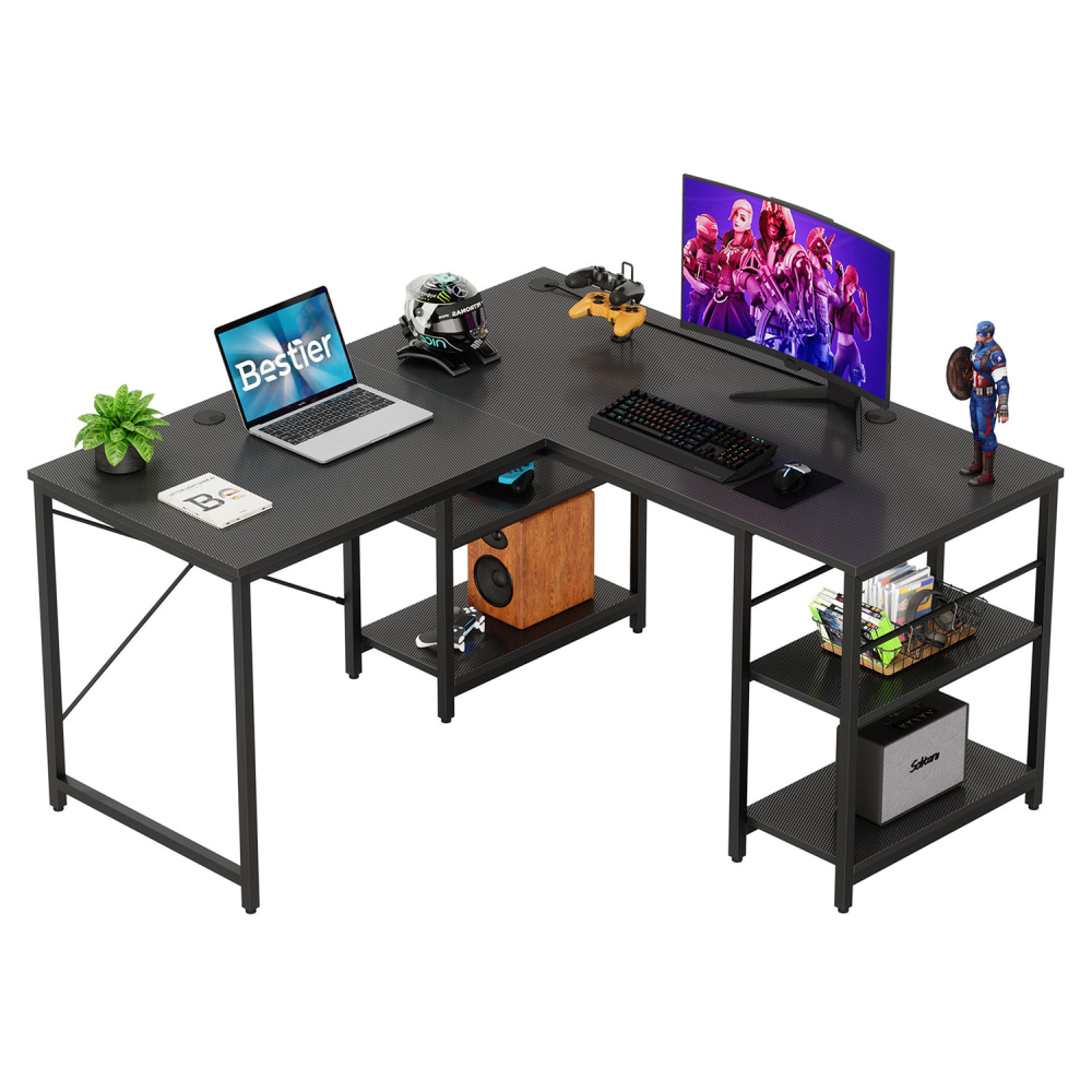 Bestier L-Shaped Corner Computer Desk With Storage Shelf,
