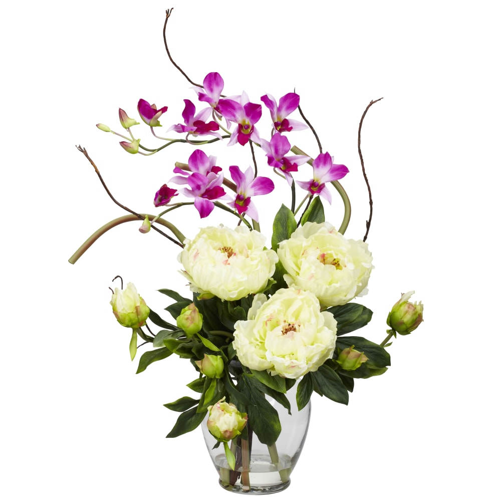 Nearly Natural 21 1/2"H Silk Peony & Orchid