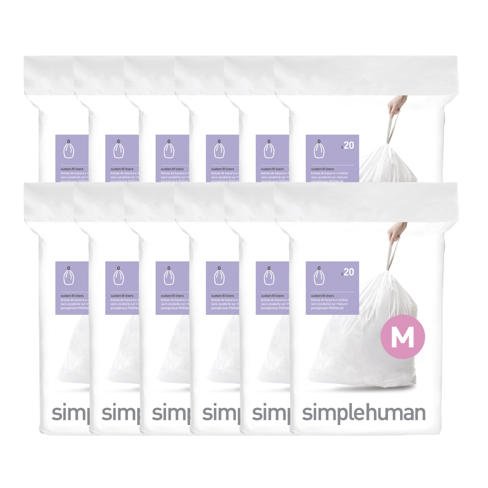 simplehuman® Custom Fit Can Liners, M, 45L/12G, White,