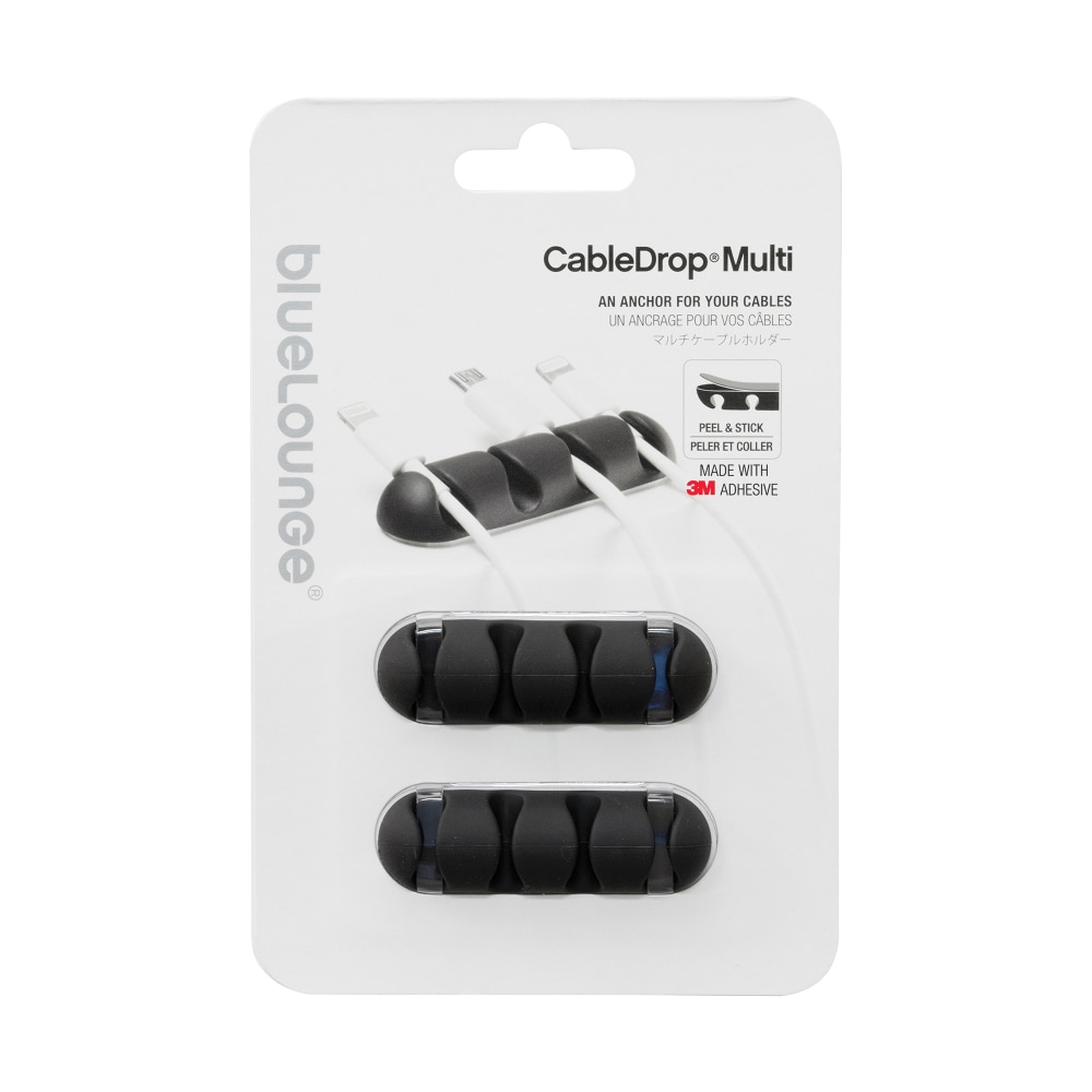 Bluelounge CableDrop Multi-Cable Router Clips, Black, Pack Of
