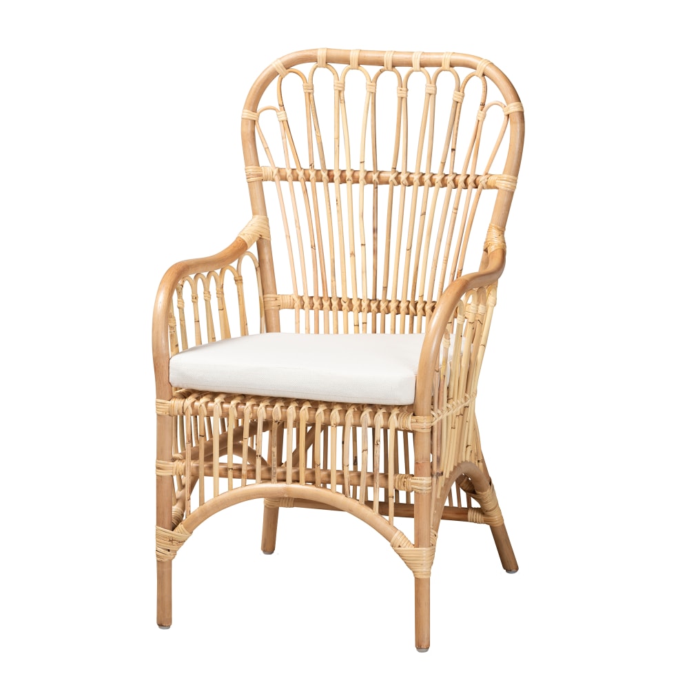 bali & pari Aya Rattan Armchair, White/Natural