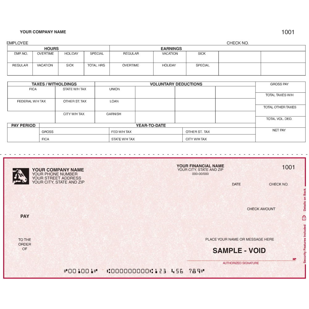 Continuous Payroll Checks For RealWorld®, 9 1/2" x