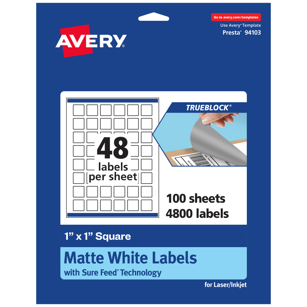 Avery® Print-To-The-Edge TrueBlock® Labels With Sure Feed®,