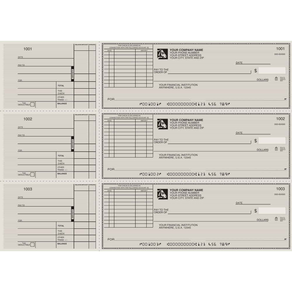 Custom 3-To-A-Page Checks, Style 72, 8 1/4" x