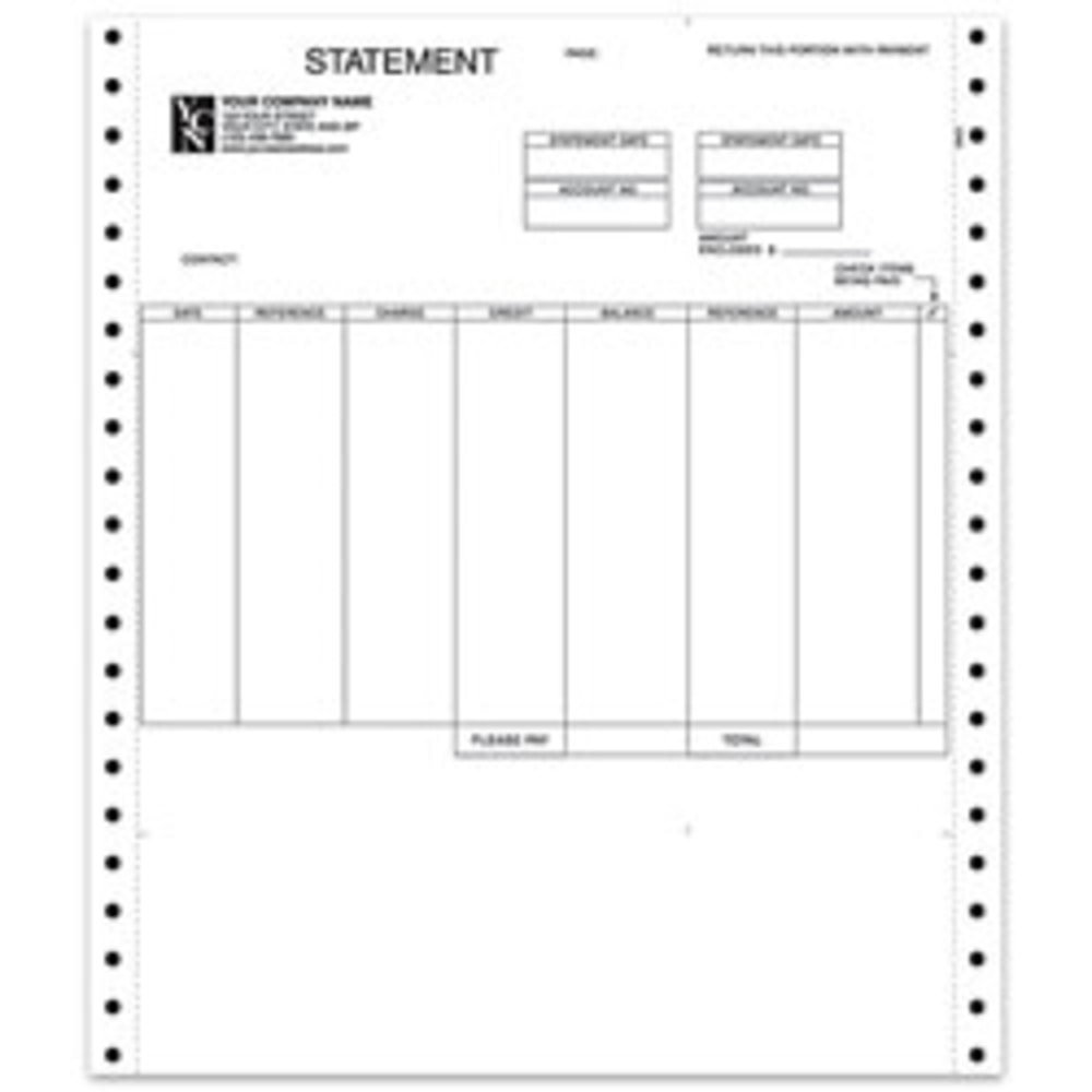 Custom Continuous Forms For Statement, MAS90®, 9 1/2"