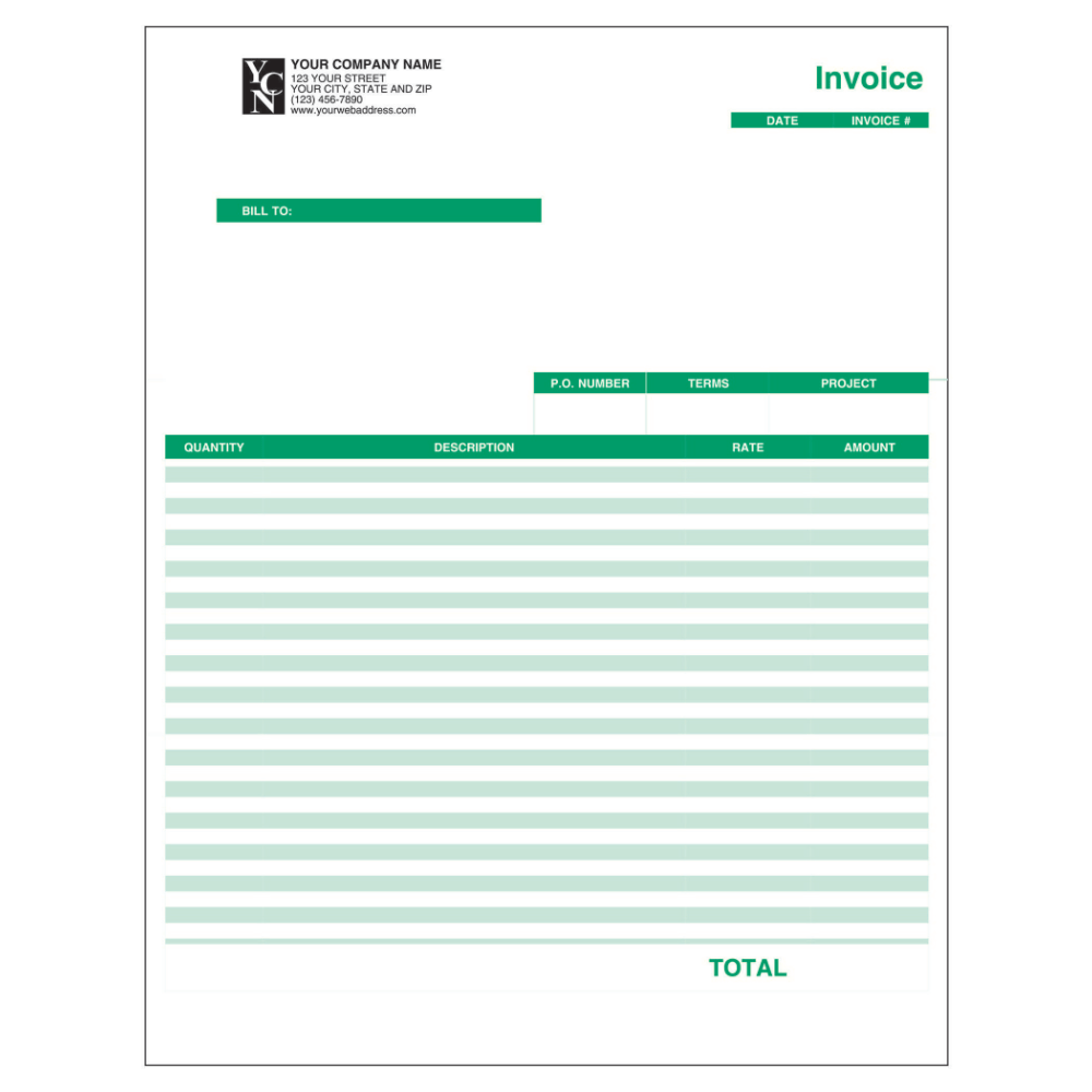 Custom LF-CI78 Laser Forms, Lined Invoice For QuickBooks®,