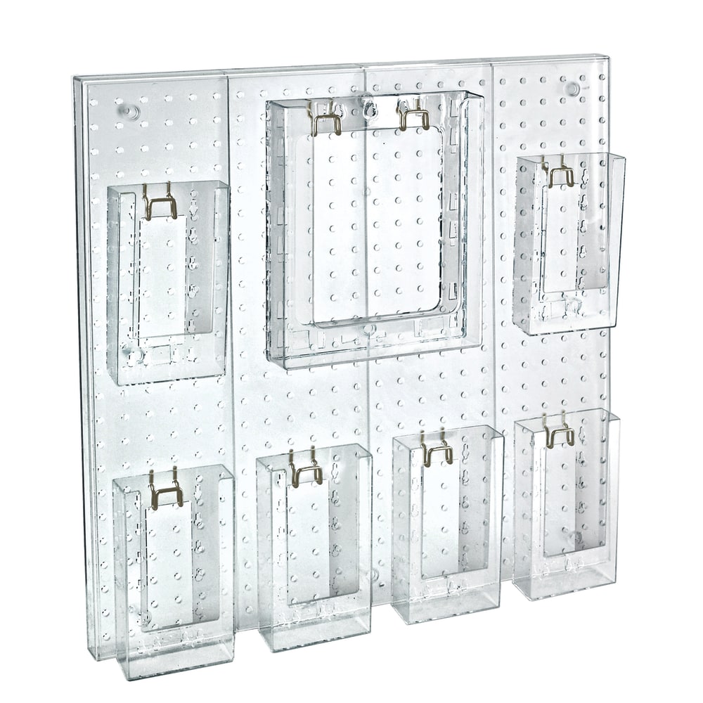 Azar Displays 7-Pocket Acrylic Multi-Tier Pegboard Wall Brochure