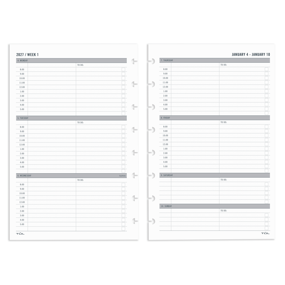 2027 TUL® Discbound Weekly Planner Refill Pages Set,