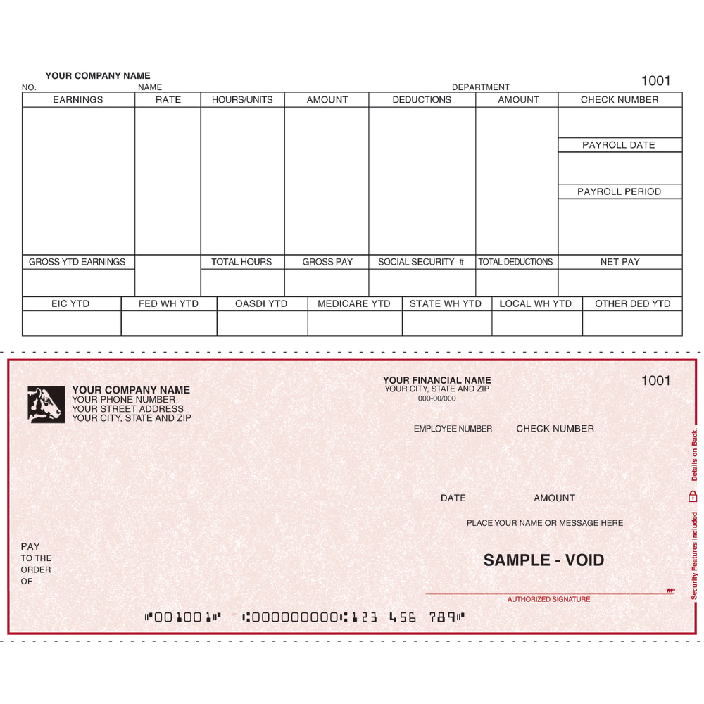 Custom Continuous Payroll Checks For DACEASY®, 9 1/2"