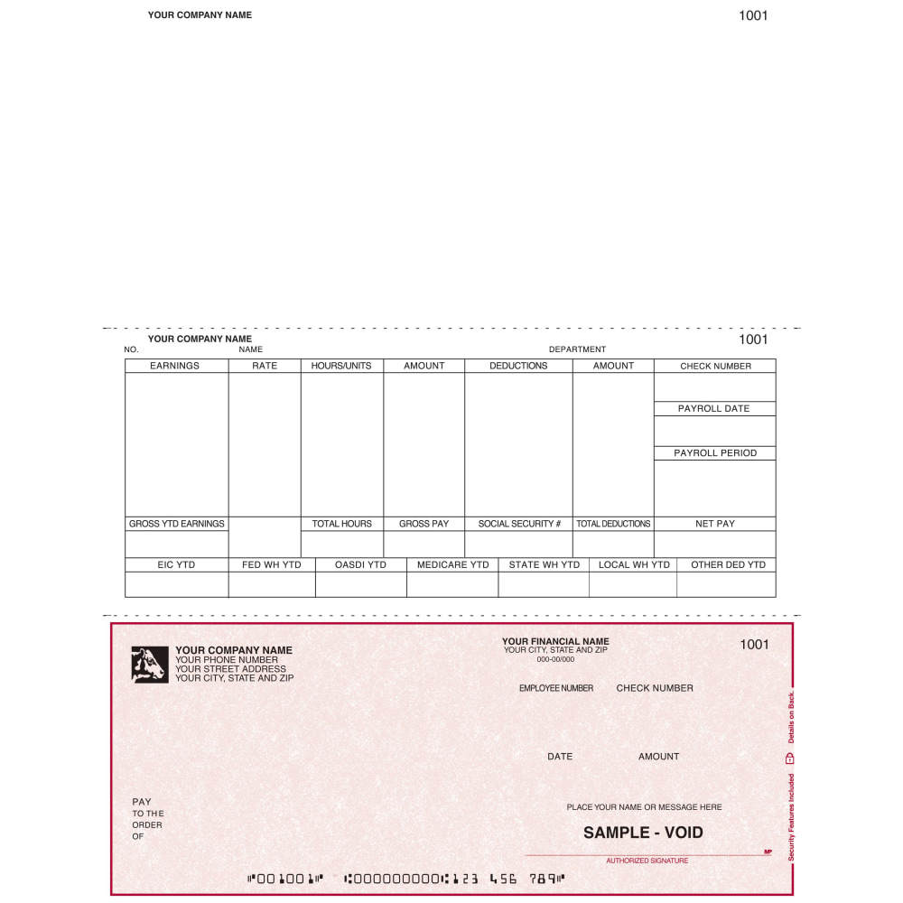 Custom Laser Payroll Checks For DACEASY®, 8 1/2"