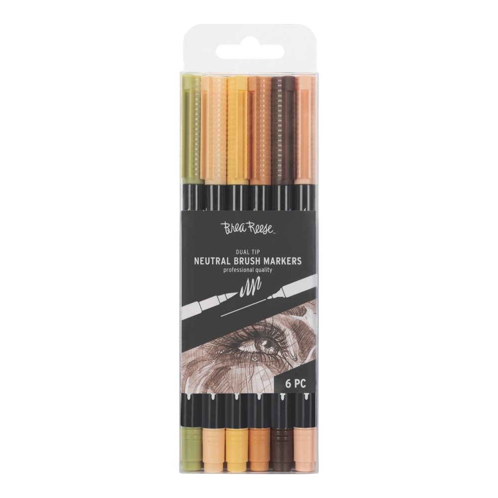 Brea Reese Dual-Tip Brush Markers, Neutrals, Pack Of