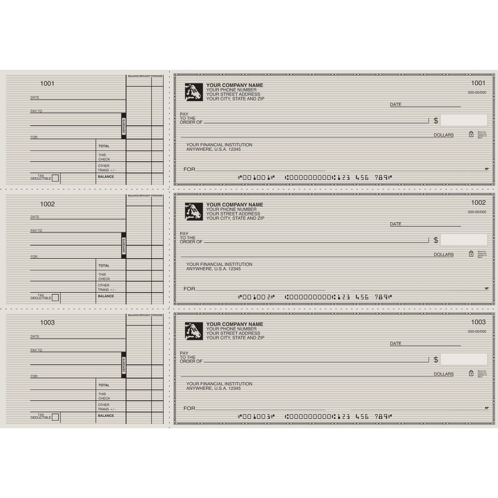 Clarke Custom 3-To-A-Page Checks, Style 2, 8 1/4"