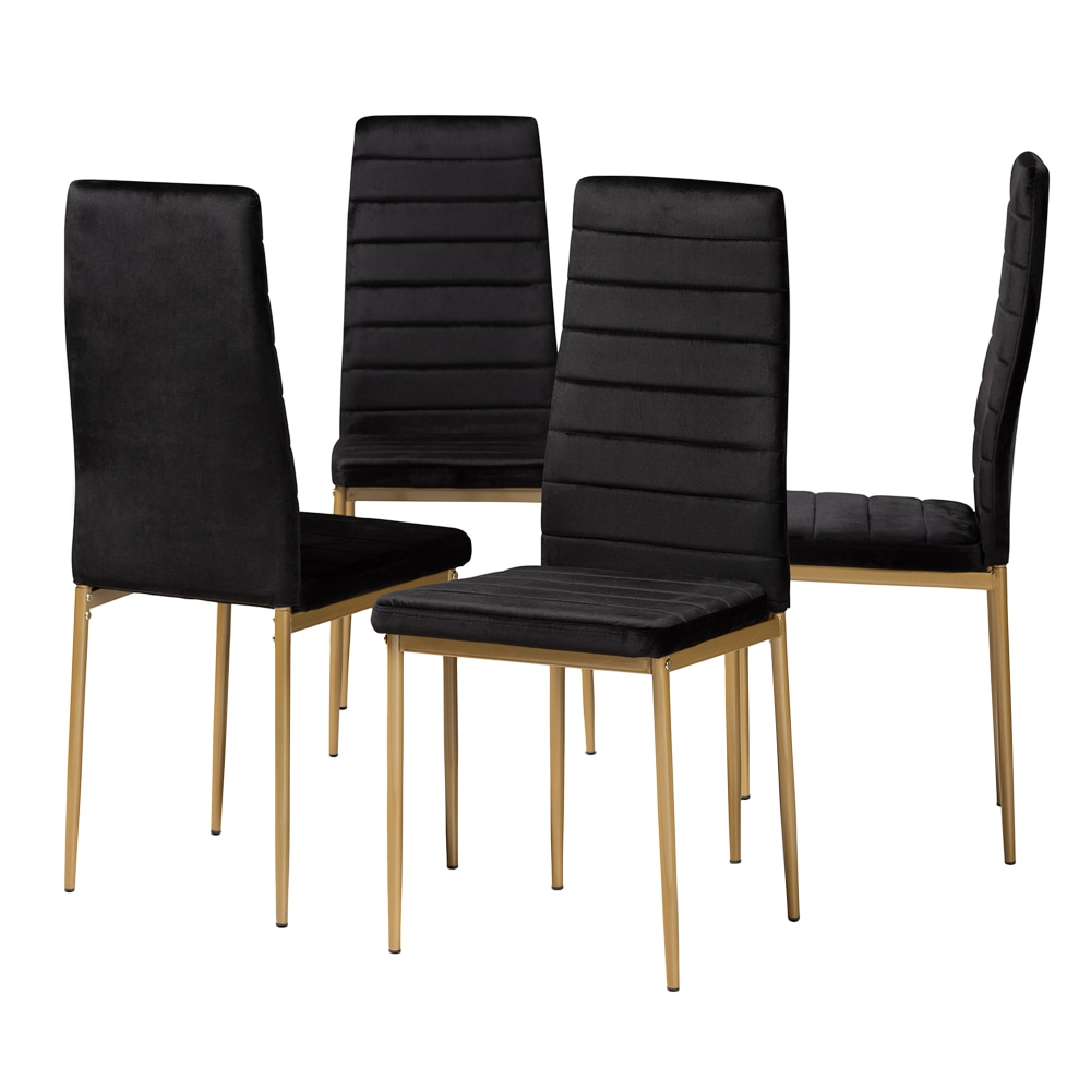 Baxton Studio Armand Dining Chairs, Black/Gold, Set Of