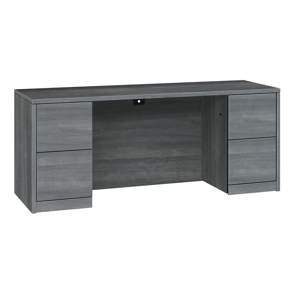 HON® 10500 72"W 4-Drawer Pedestal Computer Desk, Sterling