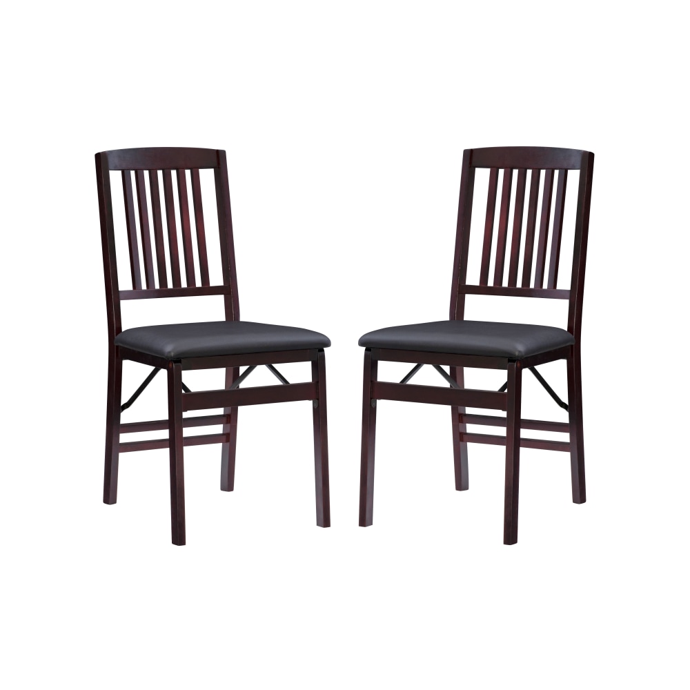 Linon Triena Faux Leather Folding Chairs, Dark Brown/Espresso,