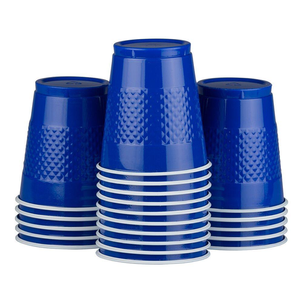 JAM PAPER Plastic Party Cups, 12 oz, Blue,