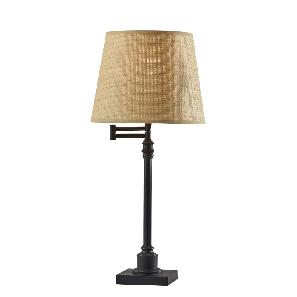 Adesso Simplee Dante Table Lamp, 26”H, Natural Shade/Black