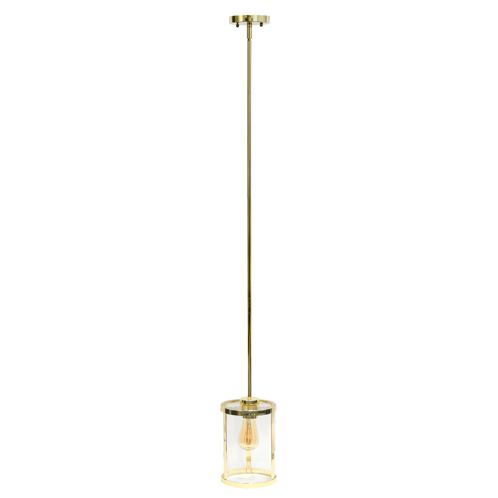 Lalia Home 1-Light Adjustable Hanging Cylindrical Glass Pendant