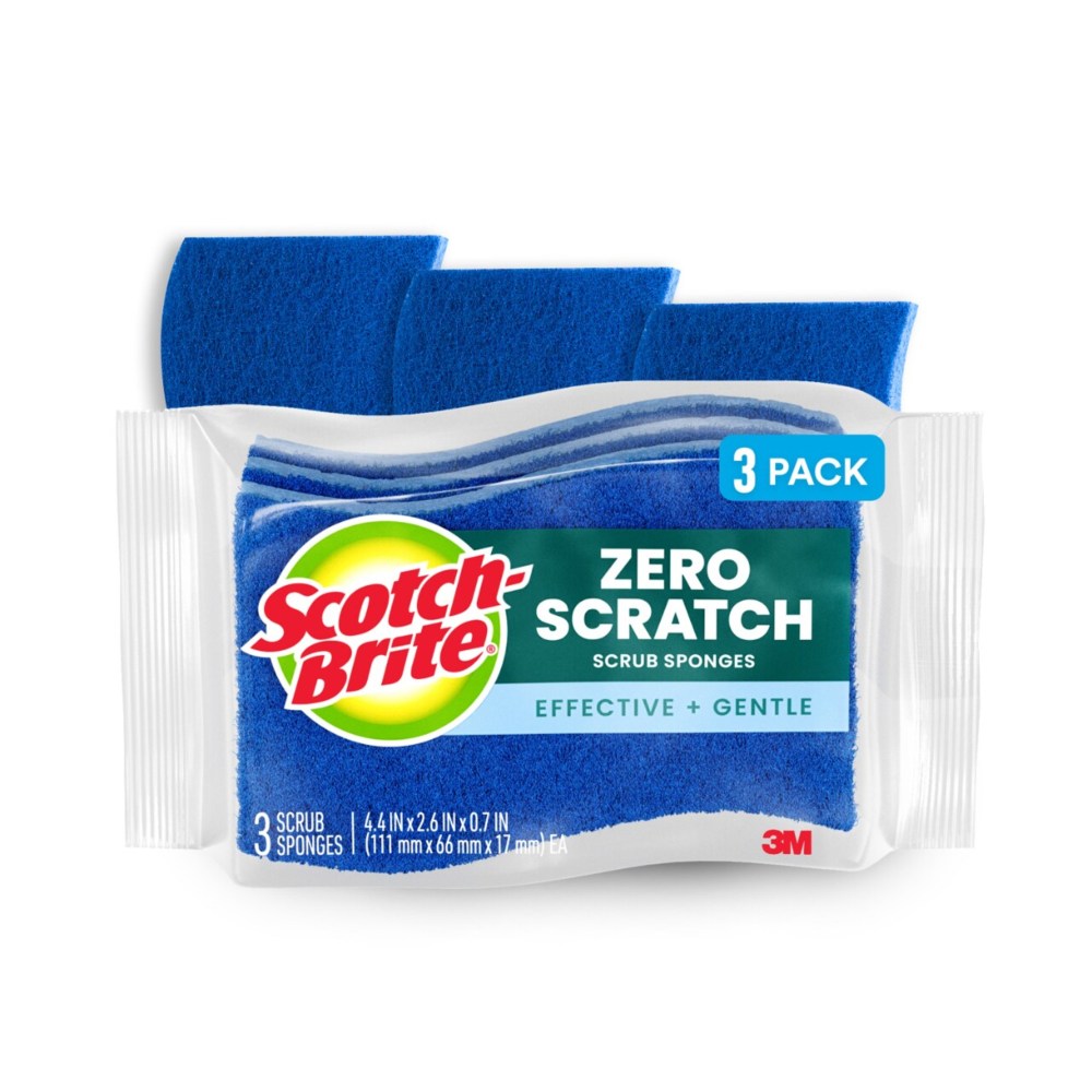 Scotch-Brite® Zero Scratch Scrub Sponge, 3 Pack Scrubbing