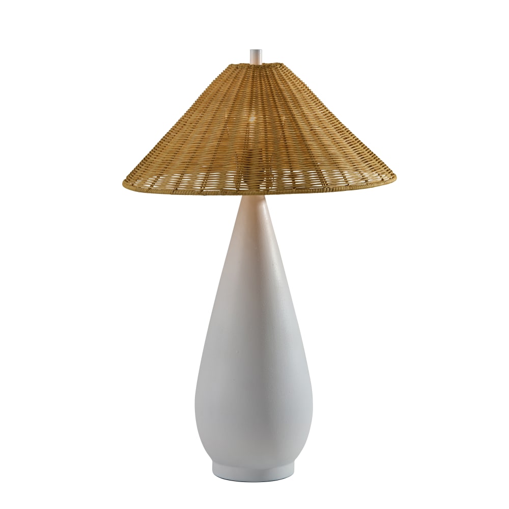 Adesso Lorelei Table Lamp, White/Brown Rattan Shade