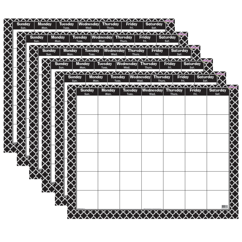Trend Moroccan Wipe-Off Monthly Calendars, 22" x 28",