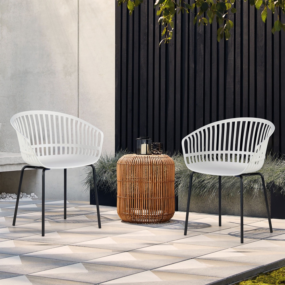 Glamour Home Barras Plastic Dining Accent Chairs, Gray,
