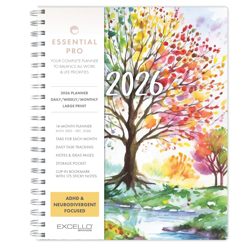 2026 Excello Brands Essential PRO Daily/Weekly/Monthly Planner,