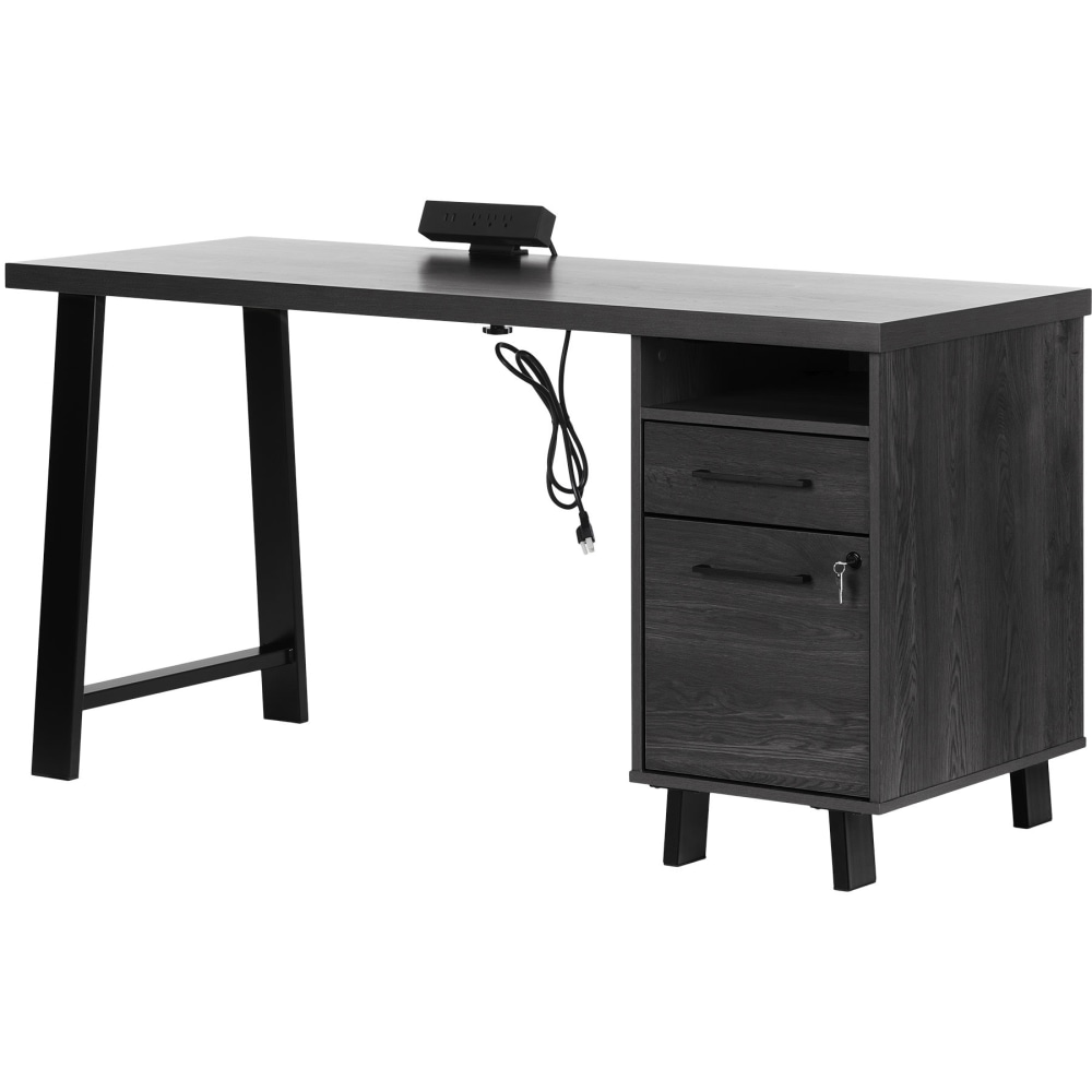 South Shore Kozack 60"W Computer Desk, Gray Oak