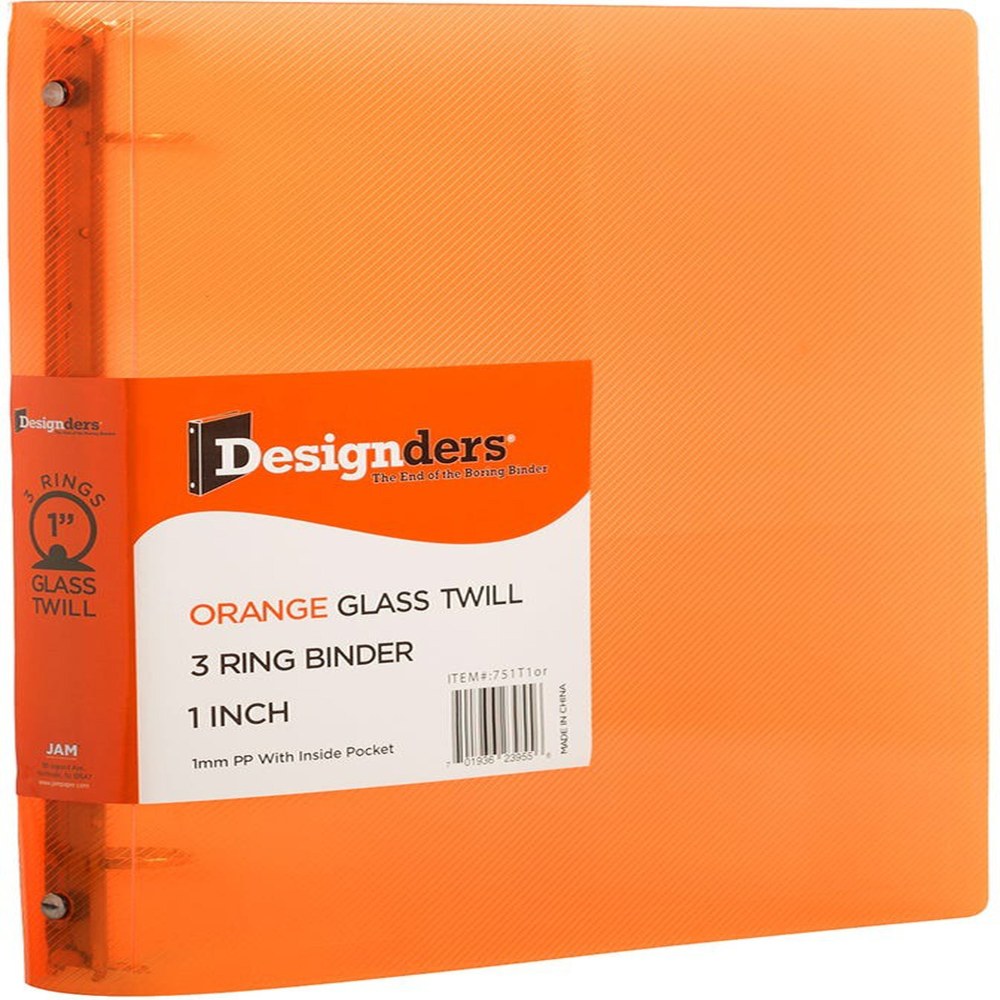 JAM PAPER 3 Ring Plastic Binder, 1 inch,