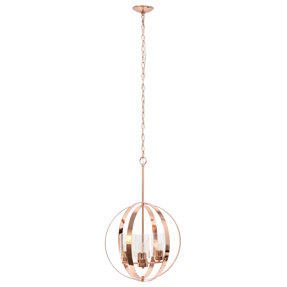 Lalia Home 3-Light Hanging Metal Globe And Clear
