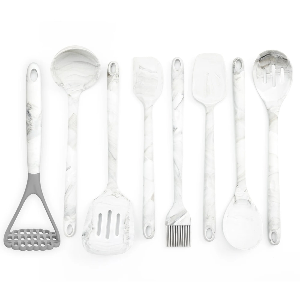 Better Houseware 8-Piece Silicone Utensils Set, White Marble