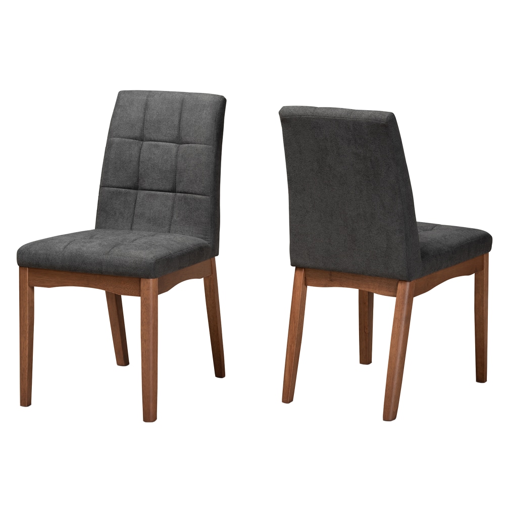 Baxton Studio Tara Dining Chairs, Dark Gray/Walnut Brown,