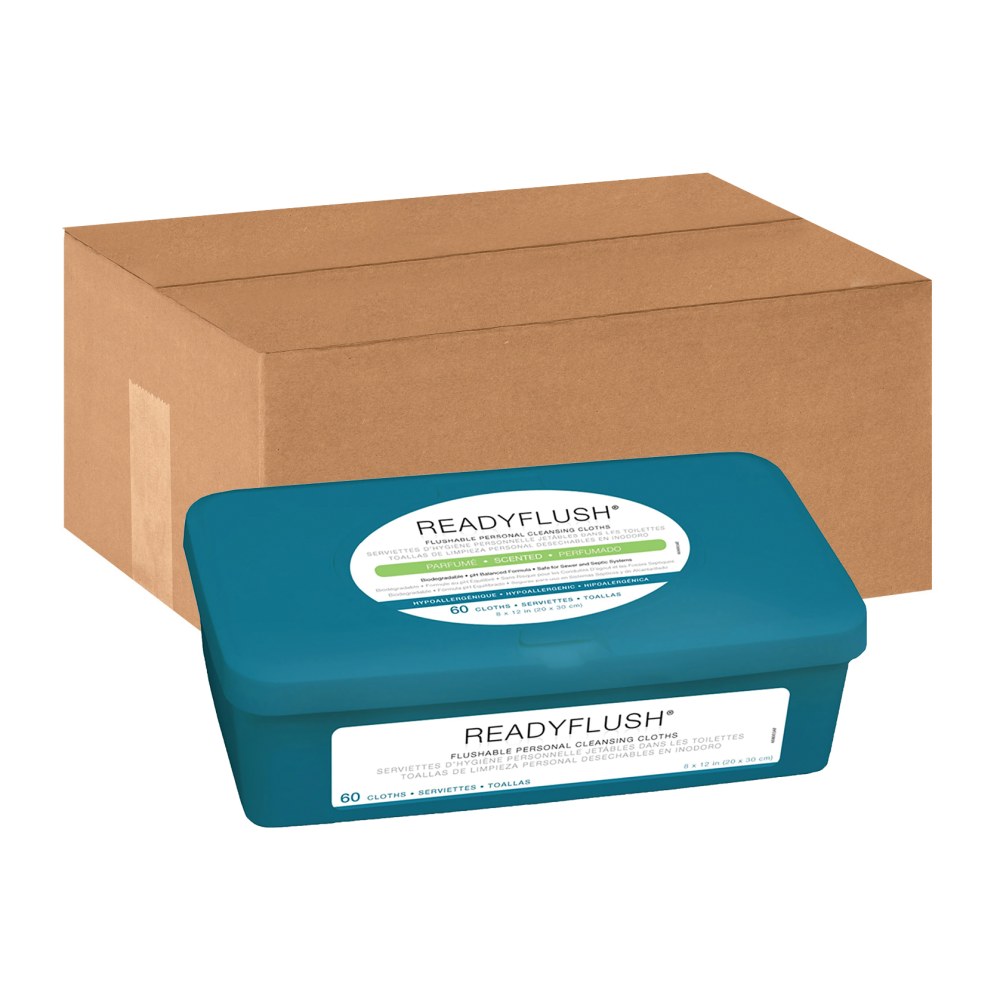 ReadyFlush Flushable Wipes, Scented, 8" x 12", White,