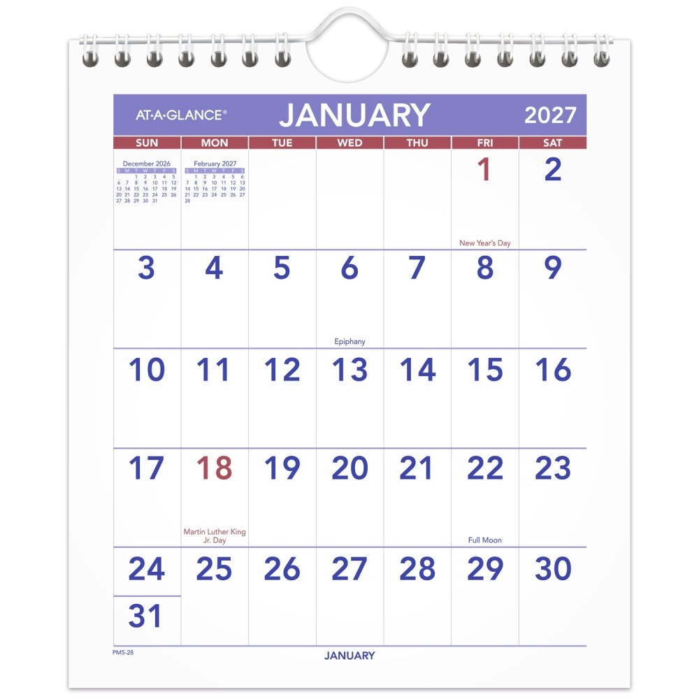 AT-A-GLANCE® 2027 Monthly Wall Calendar, Mini, 6 1/2"